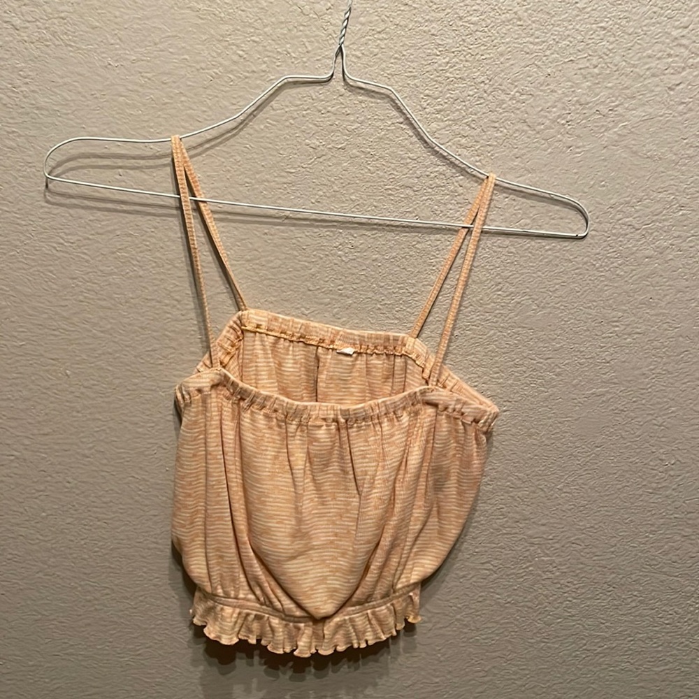 Orange cream frill tank top